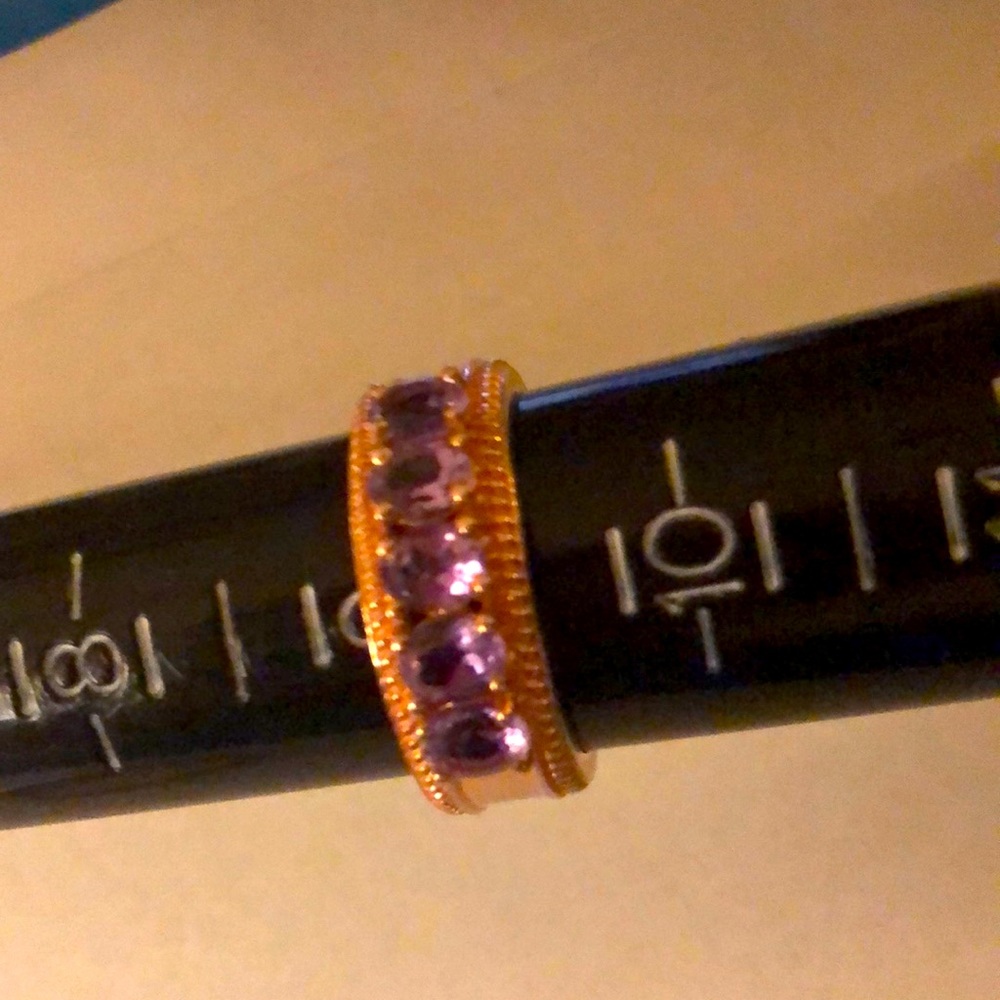 Beautiful morganite 5 stones & sterling silver 925STS 14k rose gold band
